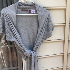 Gray wrap around shrug